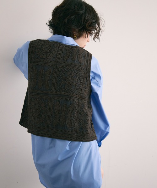 Trish(トリッシュ)の「コットン刺繍ベスト(ベスト・レディース・ブラック/アイボリー/ブラウン・MEDIUM)」の22枚目の写真