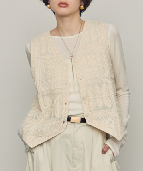 Trish（トリッシュ）の「コットン刺繍ベスト（ベスト・レディース・ブラック/アイボリー/ブラウン・MEDIUM）」の22枚目の写真