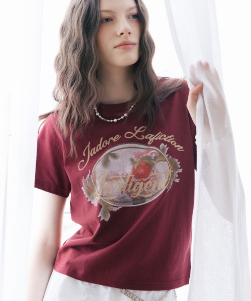 LARTIGENT（ラーティゼン）の「L16 STRAWBERRY T-SHIRT（Tシャツ/カットソー・レディース・ホワイト/ワインレッド・FREE）」の2枚目の写真