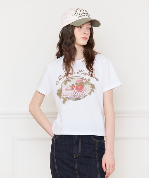 LARTIGENT（ラーティゼン）の「L16 STRAWBERRY T-SHIRT（Tシャツ/カットソー・レディース・ホワイト/ワインレッド・FREE）」の4枚目の写真