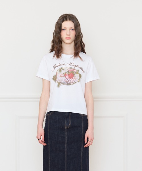 LARTIGENT（ラーティゼン）の「L16 STRAWBERRY T-SHIRT（Tシャツ/カットソー・レディース・ホワイト/ワインレッド・FREE）」の8枚目の写真