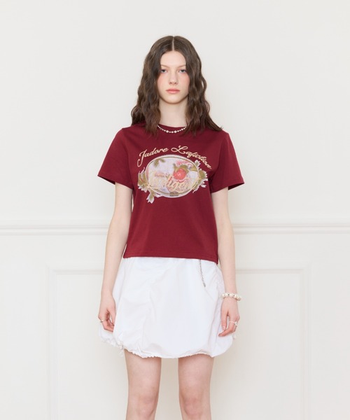 LARTIGENT（ラーティゼン）の「L16 STRAWBERRY T-SHIRT（Tシャツ/カットソー・レディース・ホワイト/ワインレッド・FREE）」の5枚目の写真