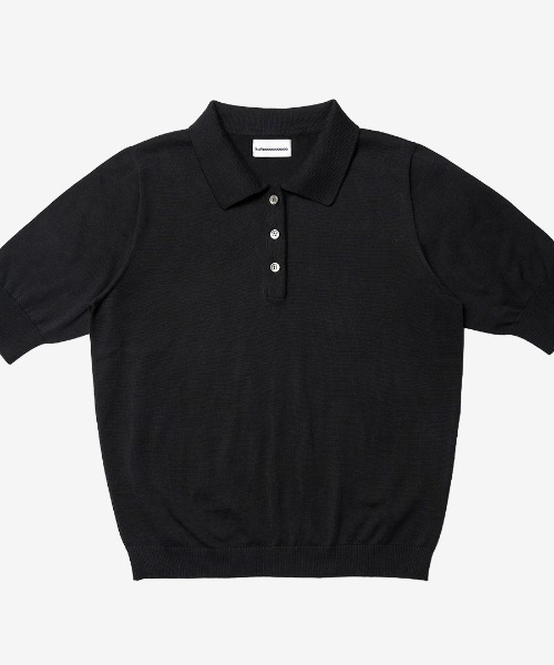 セール】【hatoooooooooo】Knit tee スタイル半袖ポロシャツ