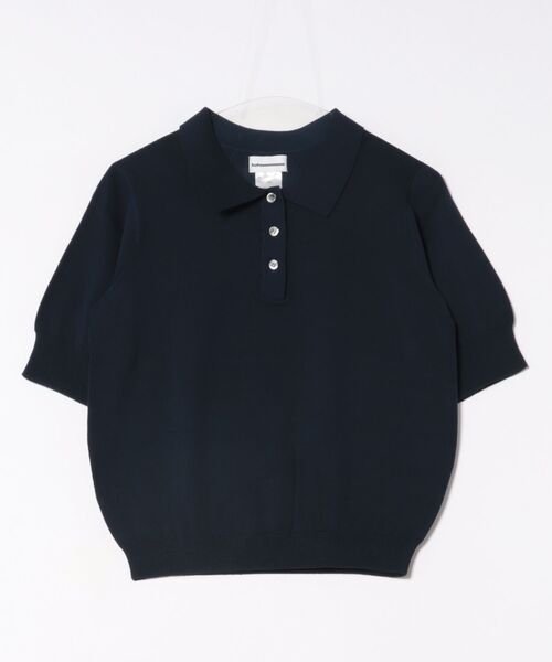 セール】【hatoooooooooo】Knit tee スタイル半袖ポロシャツ