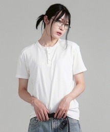 Chikashitsu + | 【Chikashitsu +】henry neck half sleeve tee / 【チカシツプラス】ヘンリーネック半袖Tシャツ(Tシャツ/カットソー)