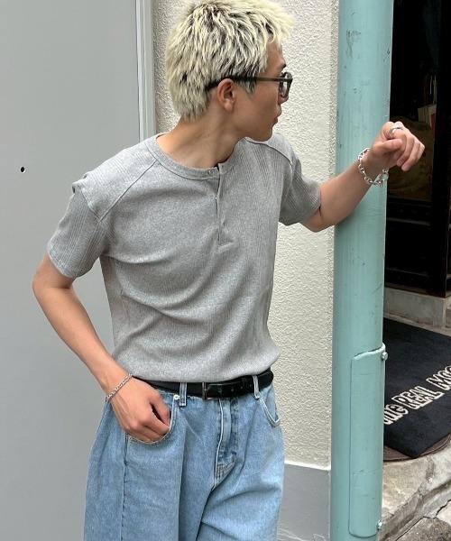 トップス Recto Henry Neck T-shirt KAMIHINO-Henry Neck T Shirt (Grey) | ALL KLASSI
