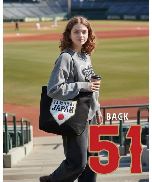 baron（バロン）の「侍ジャパン　キャンバストート（トートバッグ・レディース・アイボリー/ブラック/ブラック系その他2/アイボリー系1/ブラック系その他/アイボリー系・FREE）」の4枚目の写真