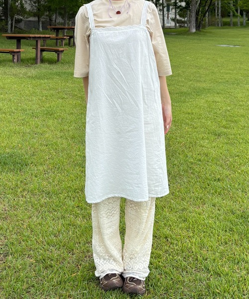 INTER FACTORY（インターファクトリー）の「しいな - レースコットンワンピース made in INTER FACTORY（ワンピース・レディース・ホワイト/ブラック・FREE）」の4枚目の写真