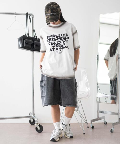 WEGO(ウィゴー)の「WEGO/スプレーグラフィックBIGT(Tシャツ/カットソー・レディース・ブラック/ホワイト・FREE)」の10枚目の写真