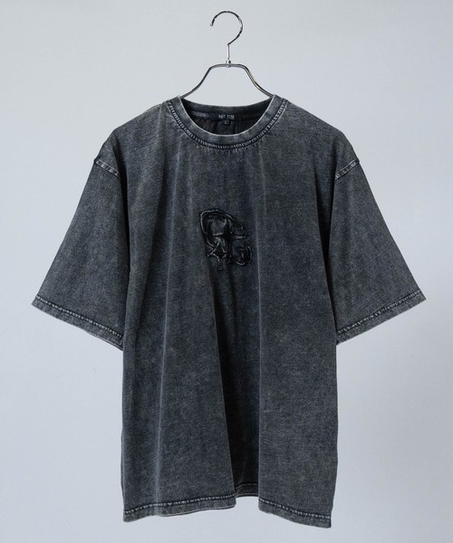セール】【13】グランジ加工 フロント刺繍 半袖Tシャツ（Tシャツ