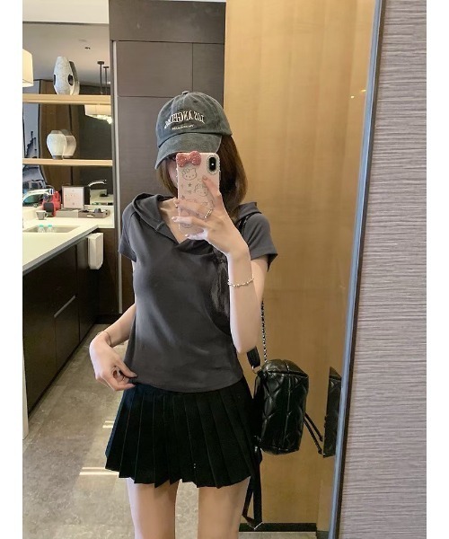 ARCHIVER(アーカイバ)の「【Lp】スキッパーフードTシャツ(Tシャツ/カットソー・レディース・グレー/ブラック・MEDIUM/LARGE)」の11枚目の写真