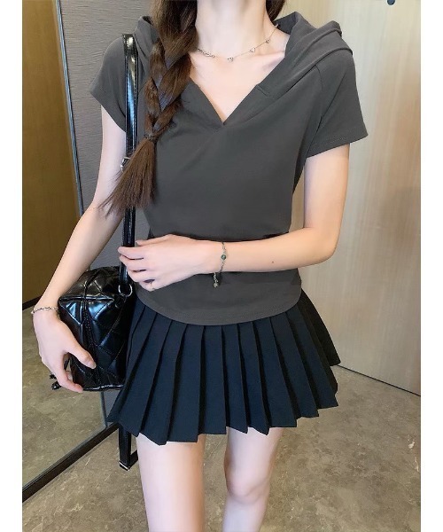 ARCHIVER(アーカイバ)の「【Lp】スキッパーフードTシャツ(Tシャツ/カットソー・レディース・グレー/ブラック・MEDIUM/LARGE)」の16枚目の写真