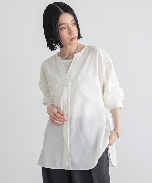 ブラウス シャツ リネンライクシアーシャツ「サスティナブル」 レディース リネンライクシアーシャツ【サスティナブル】（シャツ/ブラウス