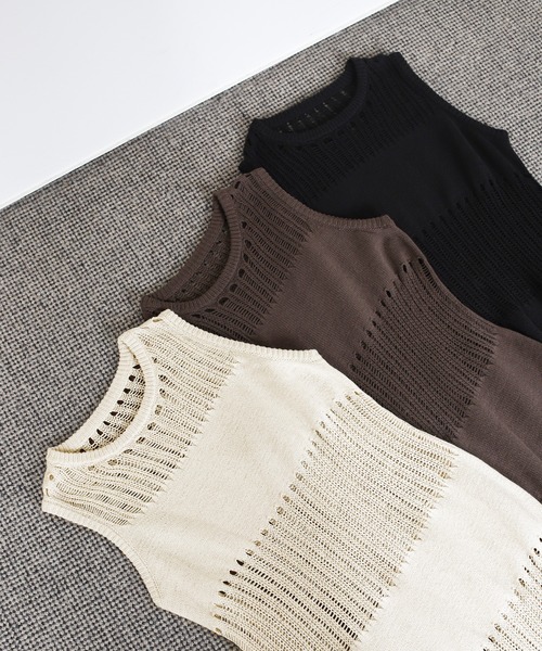 select MOCA Et（セレクトモカエト）の「【Et】Sheer-patterned knit One-piece（ワンピース・レディース・サンドベージュ/ブラウン/ブラック・FREE）」の16枚目の写真