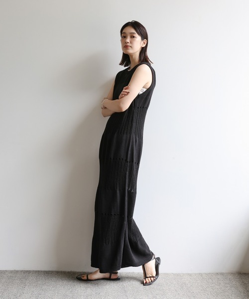 select MOCA Et（セレクトモカエト）の「【Et】Sheer-patterned knit One-piece（ワンピース・レディース・サンドベージュ/ブラウン/ブラック・FREE）」の20枚目の写真