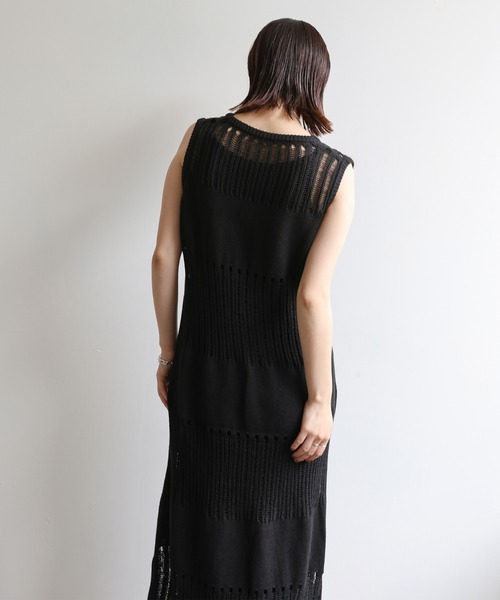 select MOCA Et（セレクトモカエト）の「【Et】Sheer-patterned knit One-piece（ワンピース・レディース・サンドベージュ/ブラウン/ブラック・FREE）」の21枚目の写真