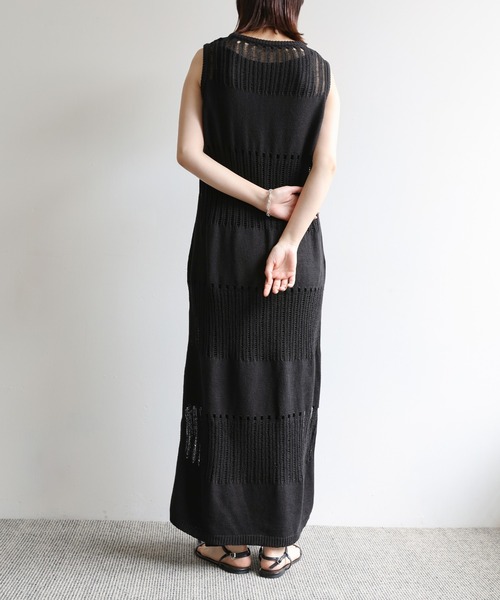select MOCA Et（セレクトモカエト）の「【Et】Sheer-patterned knit One-piece（ワンピース・レディース・サンドベージュ/ブラウン/ブラック・FREE）」の14枚目の写真