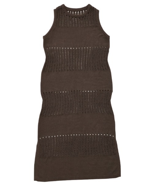 select MOCA Et（セレクトモカエト）の「【Et】Sheer-patterned knit One-piece（ワンピース・レディース・サンドベージュ/ブラウン/ブラック・FREE）」の7枚目の写真