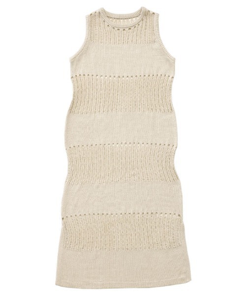 select MOCA Et（セレクトモカエト）の「【Et】Sheer-patterned knit One-piece（ワンピース・レディース・サンドベージュ/ブラウン/ブラック・FREE）」の6枚目の写真