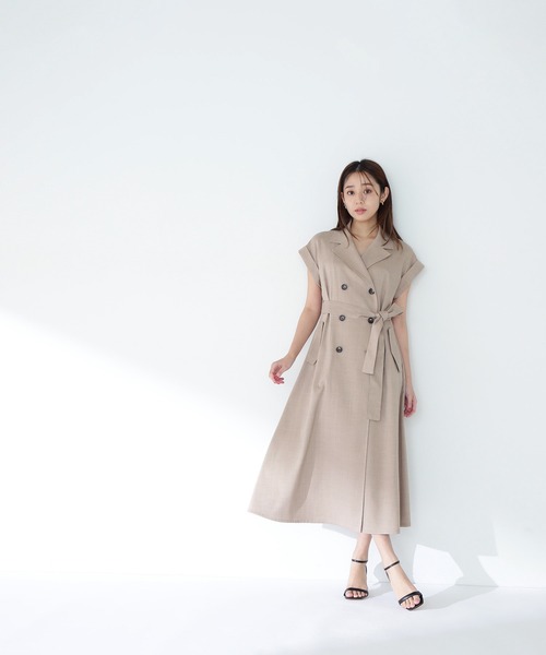 NATURAL BEAUTY BASIC（ナチュラルビューティーベーシック）の「◇ベルテッドトレンチワンピース（ワンピース・レディース・ブラウン/ベージュ・P/S/SMALL/MEDIUM）」の10枚目の写真