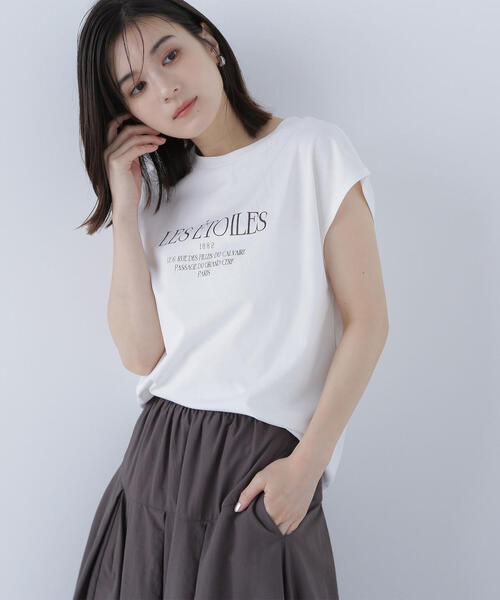 NATURAL BEAUTY BASIC(ナチュラルビューティーベーシック)の「◇フレンチスリーブロゴTシャツ(Tシャツ/カットソー・レディース・ラベンダー/チャコールグレー/オフホワイト・FREE)」の13枚目の写真
