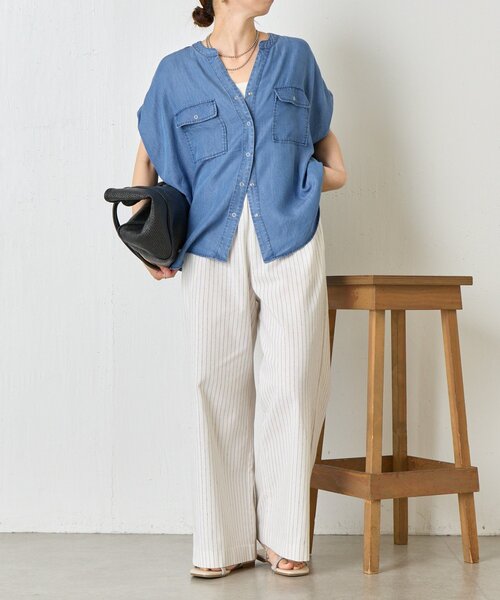 Jena espace merveilleux（ジェナ　エスパスメルヴェイユ）の「【大人カジュアルに決まる】ショートスリーブテンセルデニムシャツ（シャツ/ブラウス・レディース・ブルー系その他/ブルー・FREE）」の15枚目の写真