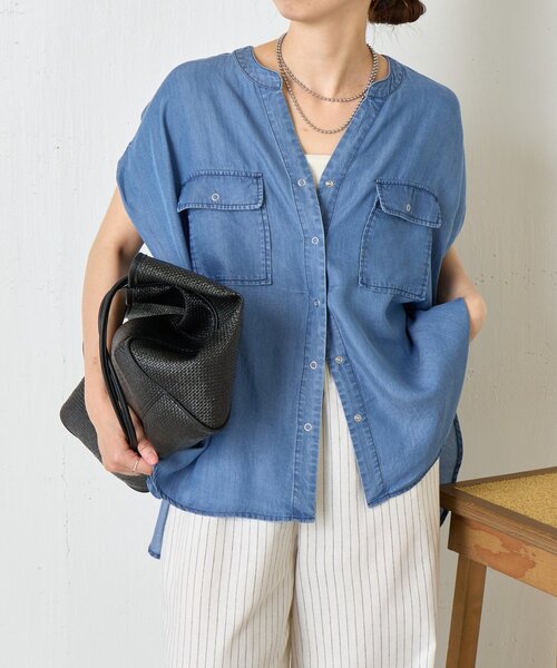Jena espace merveilleux（ジェナ　エスパスメルヴェイユ）の「【大人カジュアルに決まる】ショートスリーブテンセルデニムシャツ（シャツ/ブラウス・レディース・ブルー系その他/ブルー・FREE）」の19枚目の写真