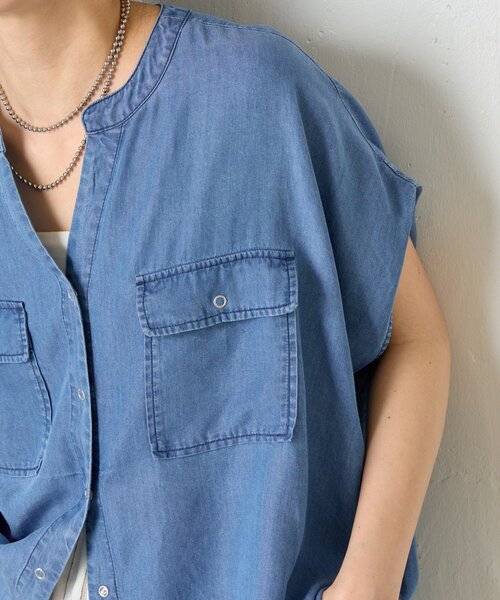 Jena espace merveilleux（ジェナ　エスパスメルヴェイユ）の「【大人カジュアルに決まる】ショートスリーブテンセルデニムシャツ（シャツ/ブラウス・レディース・ブルー系その他/ブルー・FREE）」の21枚目の写真
