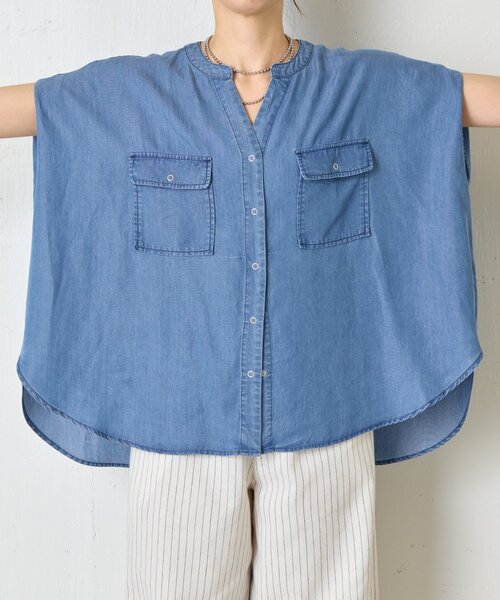 大人カジュアルに決まる】ショートスリーブテンセルデニムシャツ