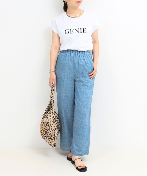 MICO COULIER（ミコクリエ）の「VINTAGE DENIMプリント ギャザーヨークパンツ（その他パンツ・レディース・サックスブルー/インディゴブルー・36/38）」の3枚目の写真