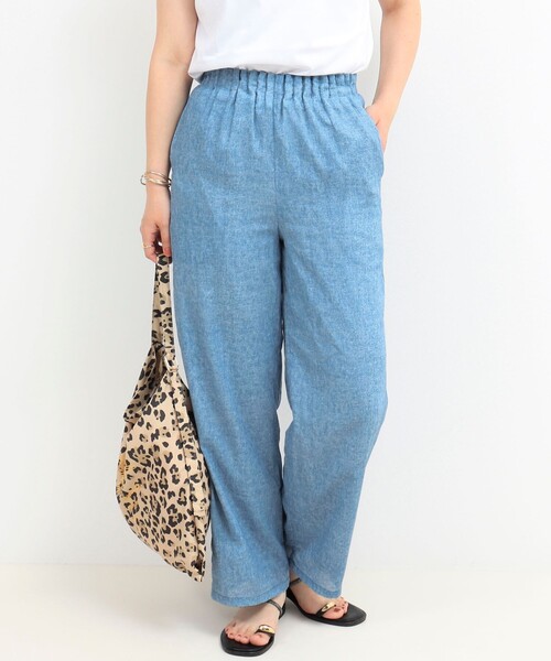 MICO COULIER（ミコクリエ）の「VINTAGE DENIMプリント ギャザーヨークパンツ（その他パンツ・レディース・サックスブルー/インディゴブルー・36/38）」の4枚目の写真