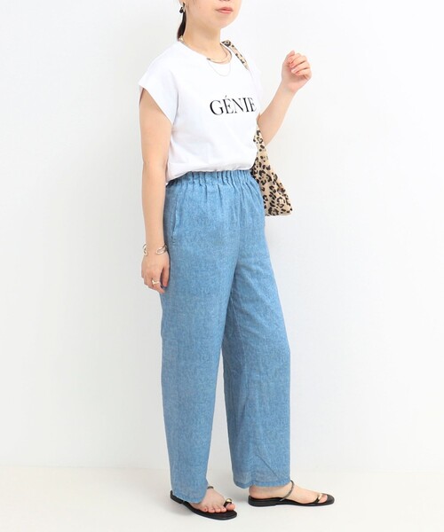 MICO COULIER（ミコクリエ）の「VINTAGE DENIMプリント ギャザーヨークパンツ（その他パンツ・レディース・サックスブルー/インディゴブルー・36/38）」の5枚目の写真