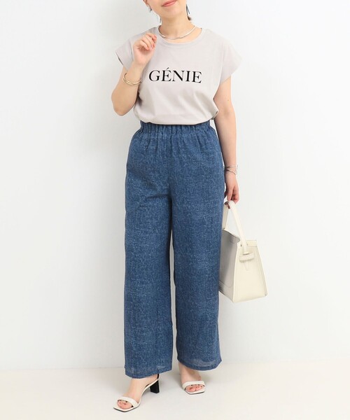 MICO COULIER（ミコクリエ）の「VINTAGE DENIMプリント ギャザーヨークパンツ（その他パンツ・レディース・サックスブルー/インディゴブルー・36/38）」の9枚目の写真