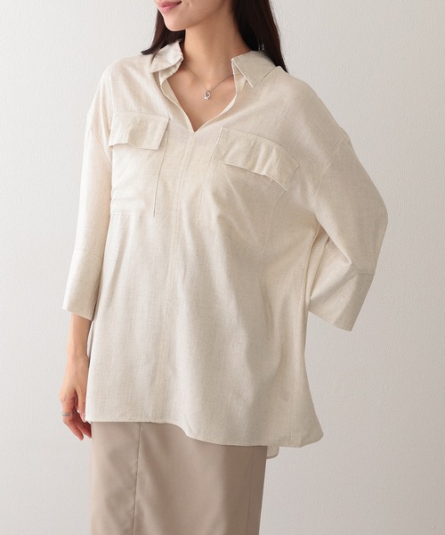 Lace Ladies(レースレディース)の「スキッパーカラー フラップポケット ベルト付き プルオーバー シャツ(シャツ/ブラウス・レディース・ベージュ/ホワイト/ブラック・FREE)」の15枚目の写真