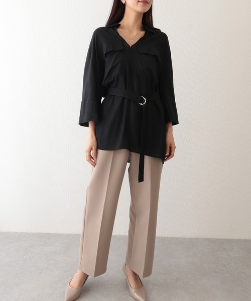 Lace Ladies(レースレディース)の「スキッパーカラー フラップポケット ベルト付き プルオーバー シャツ(シャツ/ブラウス・レディース・ベージュ/ホワイト/ブラック・FREE)」の22枚目の写真