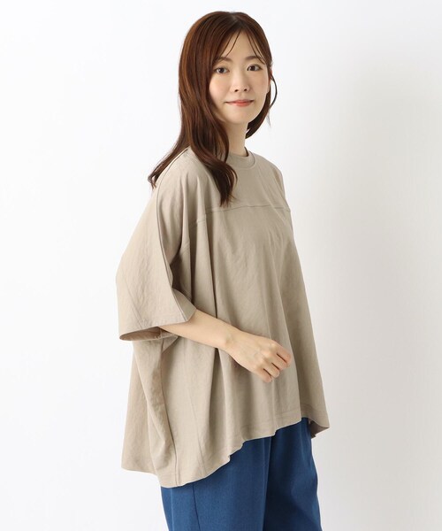 one'sterrace(ワンズテラス)の「接触冷感 切替ドルマンプルオーバー(Tシャツ/カットソー・レディース・ベージュ系その他7/ブラック系8/ブルー系その他7・02)」の3枚目の写真