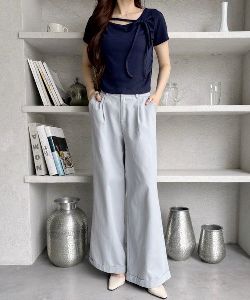 TREOVER(トレオーバー)の「【4色展開・コットン100%】ツイルタックワイドカラーパンツ(その他パンツ・レディース・ピンク/ブラック/ベージュ/ライトブルー・MEDIUM/LARGE)」の17枚目の写真