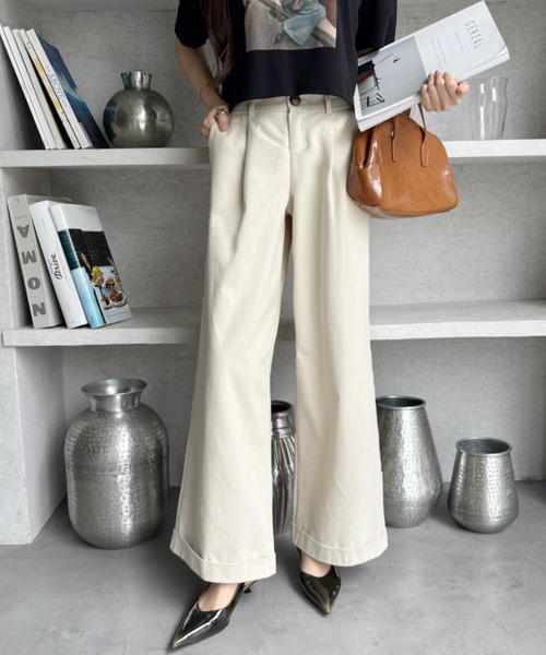 TREOVER(トレオーバー)の「【4色展開・コットン100%】ツイルタックワイドカラーパンツ(その他パンツ・レディース・ピンク/ブラック/ベージュ/ライトブルー・MEDIUM/LARGE)」の21枚目の写真