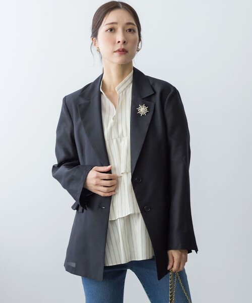 組曲(クミキョク)の「フリルディテールシアー ジャケット(テーラードジャケット・レディース・ブラック系・S2)」の12枚目の写真