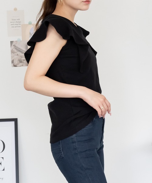 RCD(アールシーディー)の「フレアーフレンチスリーブTシャツ(Tシャツ/カットソー・レディース・ブラック/チャコールグレー/ホワイト/杢グレー・3L/4L/L/LL/M)」の12枚目の写真
