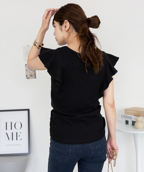 RCD(アールシーディー)の「フレアーフレンチスリーブTシャツ(Tシャツ/カットソー・レディース・ブラック/チャコールグレー/ホワイト/杢グレー・3L/4L/L/LL/M)」の13枚目の写真