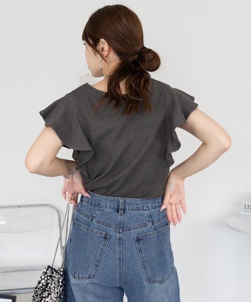 RCD(アールシーディー)の「フレアーフレンチスリーブTシャツ(Tシャツ/カットソー・レディース・ブラック/チャコールグレー/ホワイト/杢グレー・3L/4L/L/LL/M)」の16枚目の写真