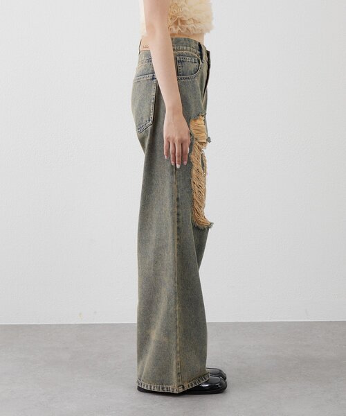 mline（エムライン）の「[mline]ダメージオーバーデニム（デニムパンツ・レディース・ブルー・2/1）」の9枚目の写真