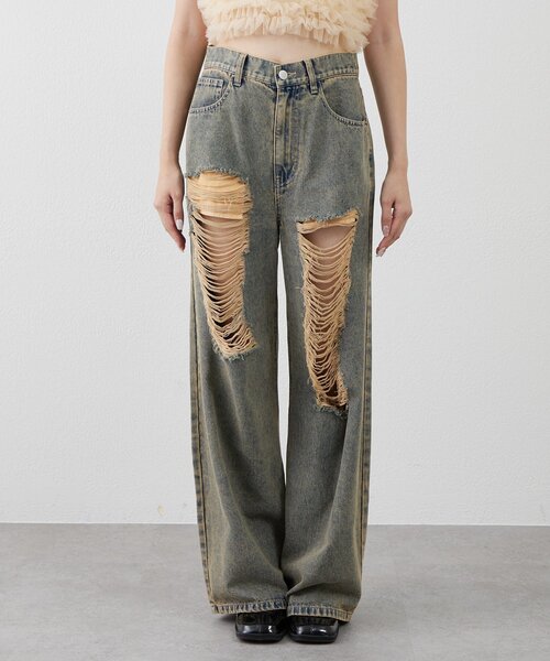 mline（エムライン）の「[mline]ダメージオーバーデニム（デニムパンツ・レディース・ブルー・2/1）」の10枚目の写真