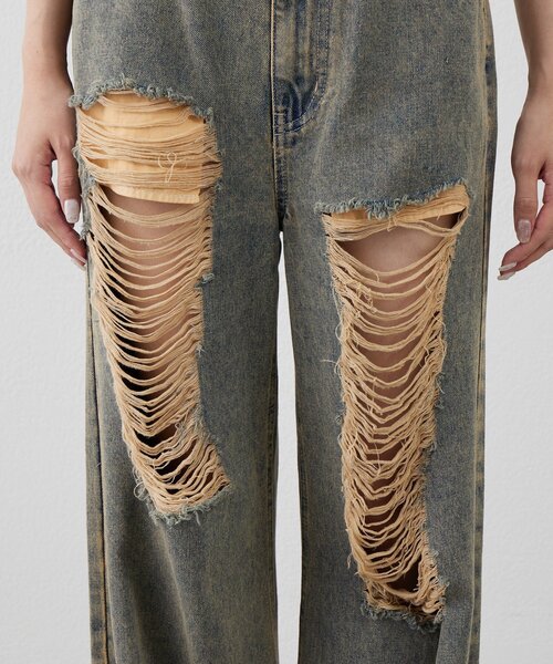 mline（エムライン）の「[mline]ダメージオーバーデニム（デニムパンツ・レディース・ブルー・2/1）」の14枚目の写真