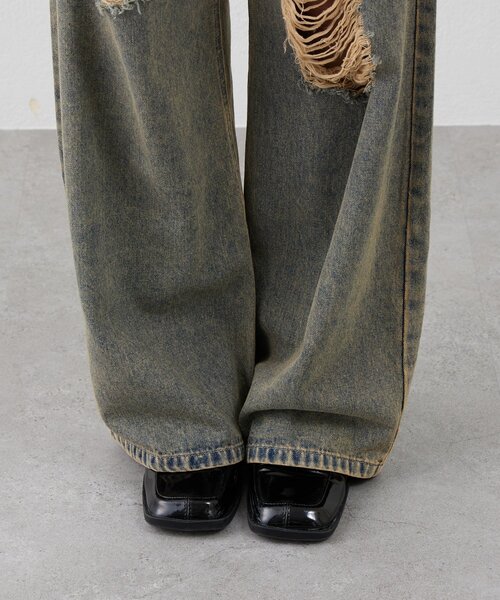 mline（エムライン）の「[mline]ダメージオーバーデニム（デニムパンツ・レディース・ブルー・2/1）」の17枚目の写真