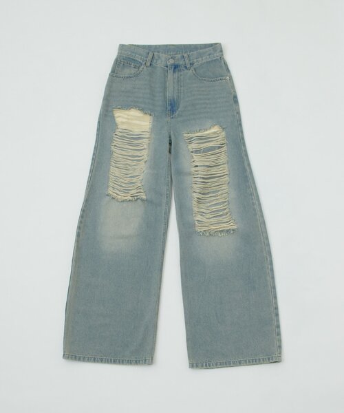 mline（エムライン）の「[mline]ダメージオーバーデニム（デニムパンツ・レディース・ブルー・2/1）」の18枚目の写真