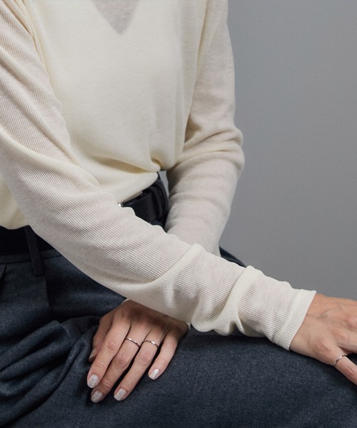 SALON adam et rope'（サロン アダム エ ロペ）の「【WEB限定】シアーウールロングスリーブブルオーバー（Tシャツ/カットソー・レディース・オフホワイト/ブラウン/ブラック・FREE）」の12枚目の写真