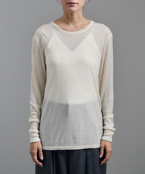 SALON adam et rope'（サロン アダム エ ロペ）の「【WEB限定】シアーウールロングスリーブブルオーバー（Tシャツ/カットソー・レディース・オフホワイト/ブラウン/ブラック・FREE）」の15枚目の写真