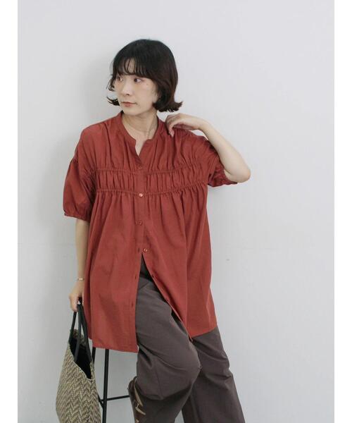 Samansa Mos2 blue(サマンサモスモスブルー)の「シャーリングチュニック(シャツ/ブラウス・レディース・レッド系その他/ブラック/ライトベージュ・F)」の3枚目の写真